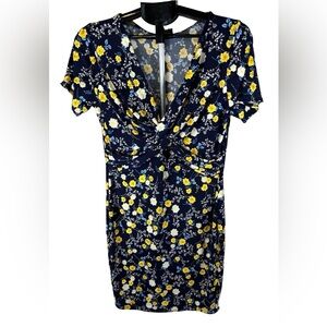 Moci by Purple Rain NWT Navy floral Midi Wrap Dress Size XL Women's